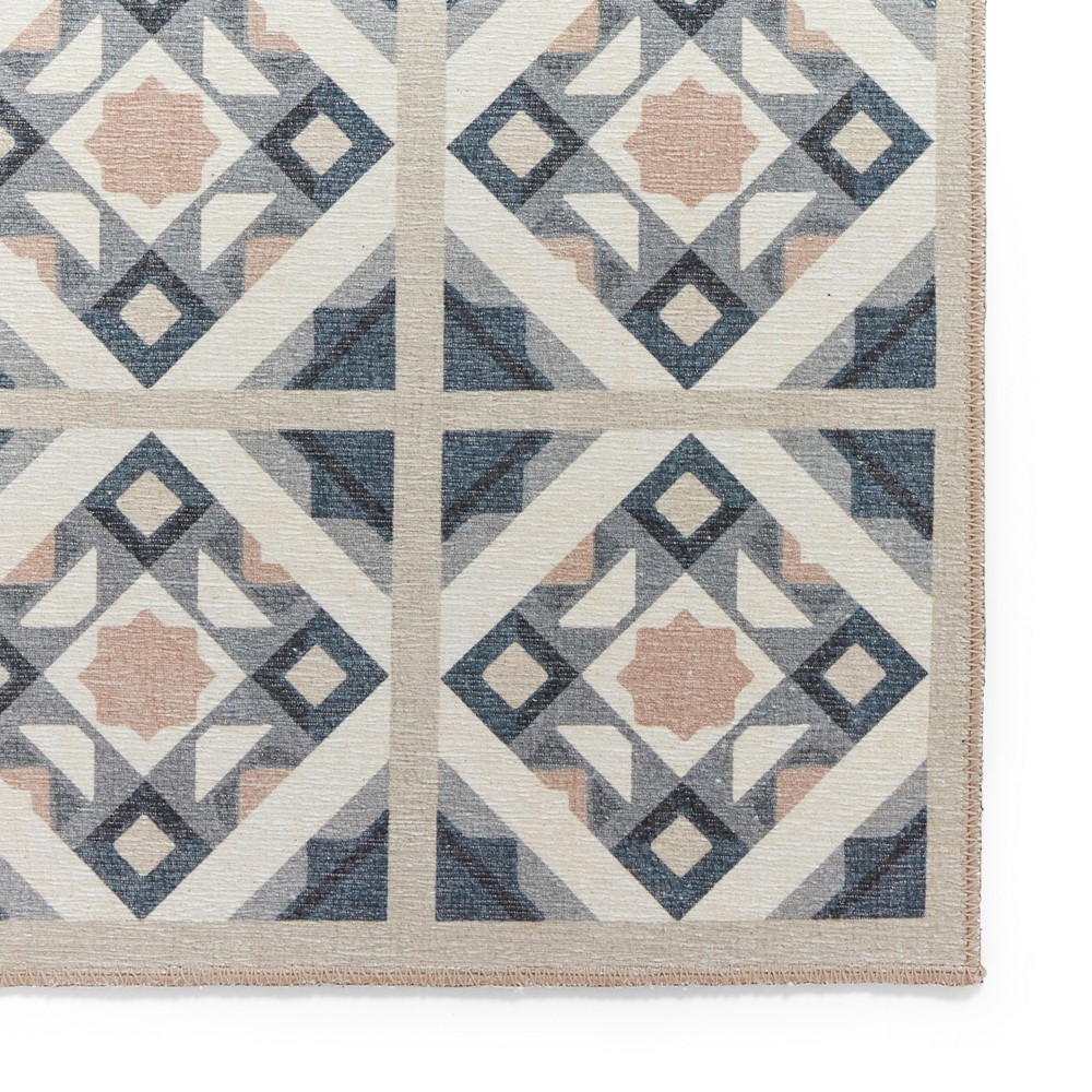 Victoria H1187 Modern Geometric Washable Rugs in Grey Orange